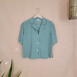 Short-Sleeve Button-Down Moon  Camp Shirt